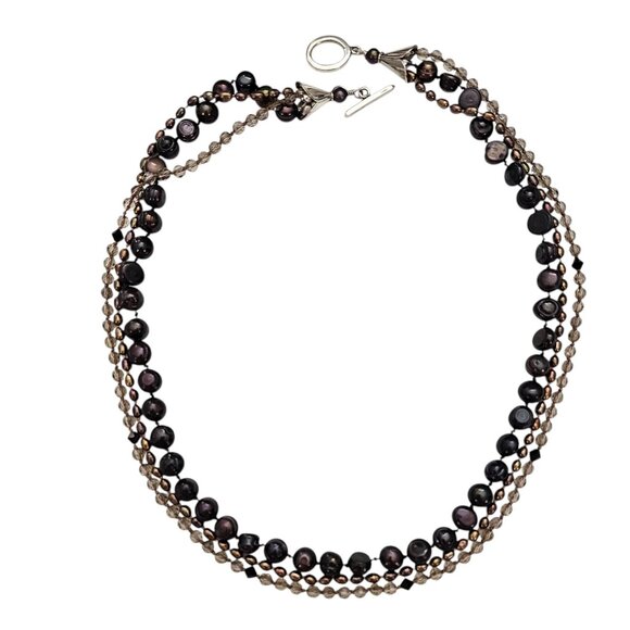 Sterling PeacockFresh Water & Seed Pearls, Knotted Multi-Strand Necklace, J48